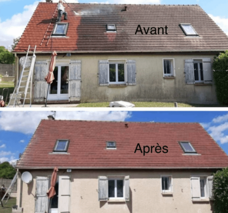 Toiture avant et après nettoyage